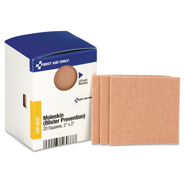 First Aid Only Refill for SmartCompliance General Business Cabinet, Moleskin, 2 x 2, PK20, 20PK FAE-6033 - main